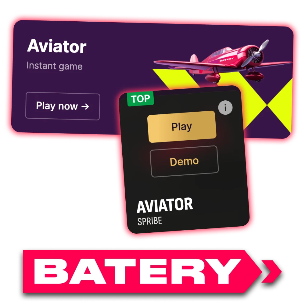 Play Aviator game for free at Batery casino platform.