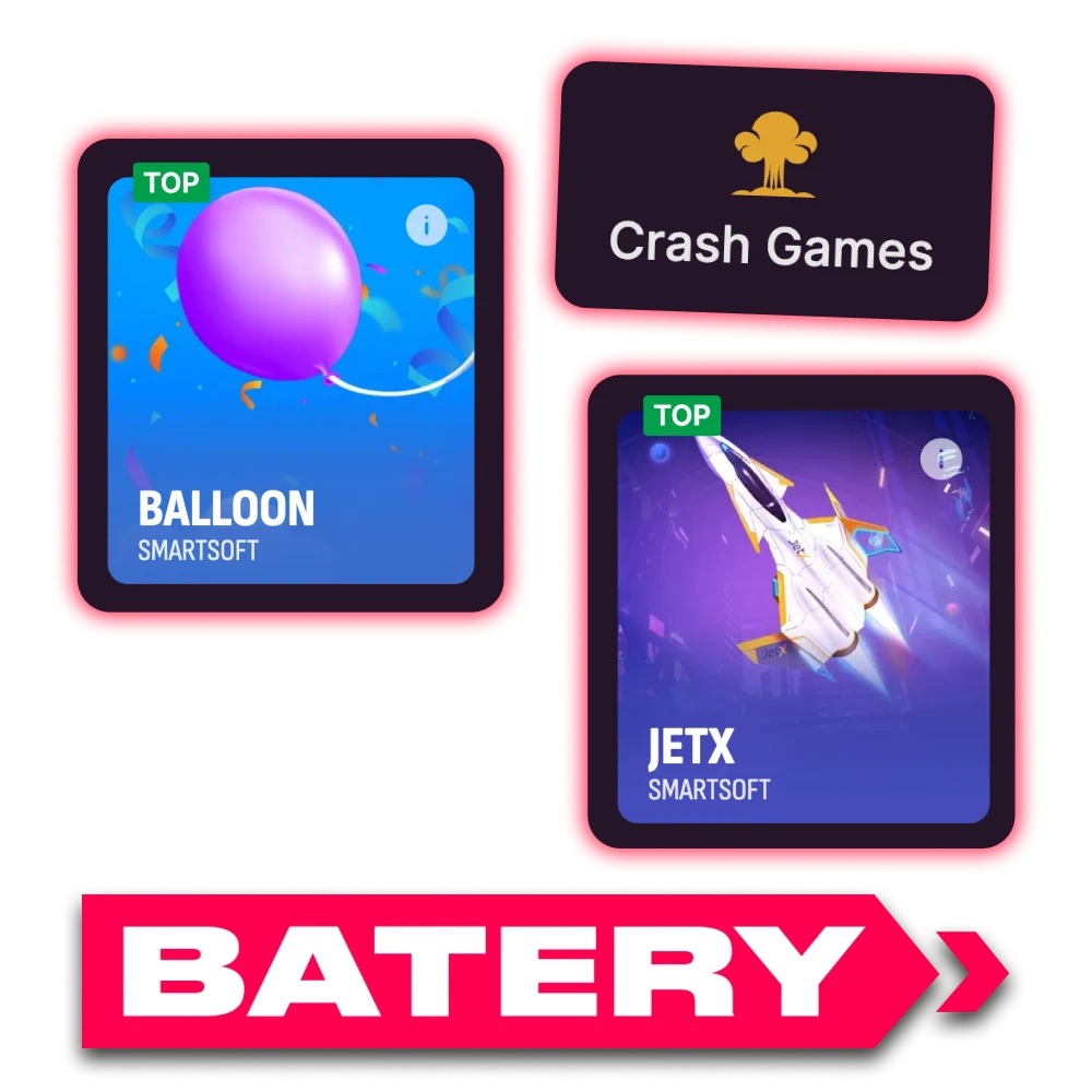 Go to Batery online casino to start playing crash games.