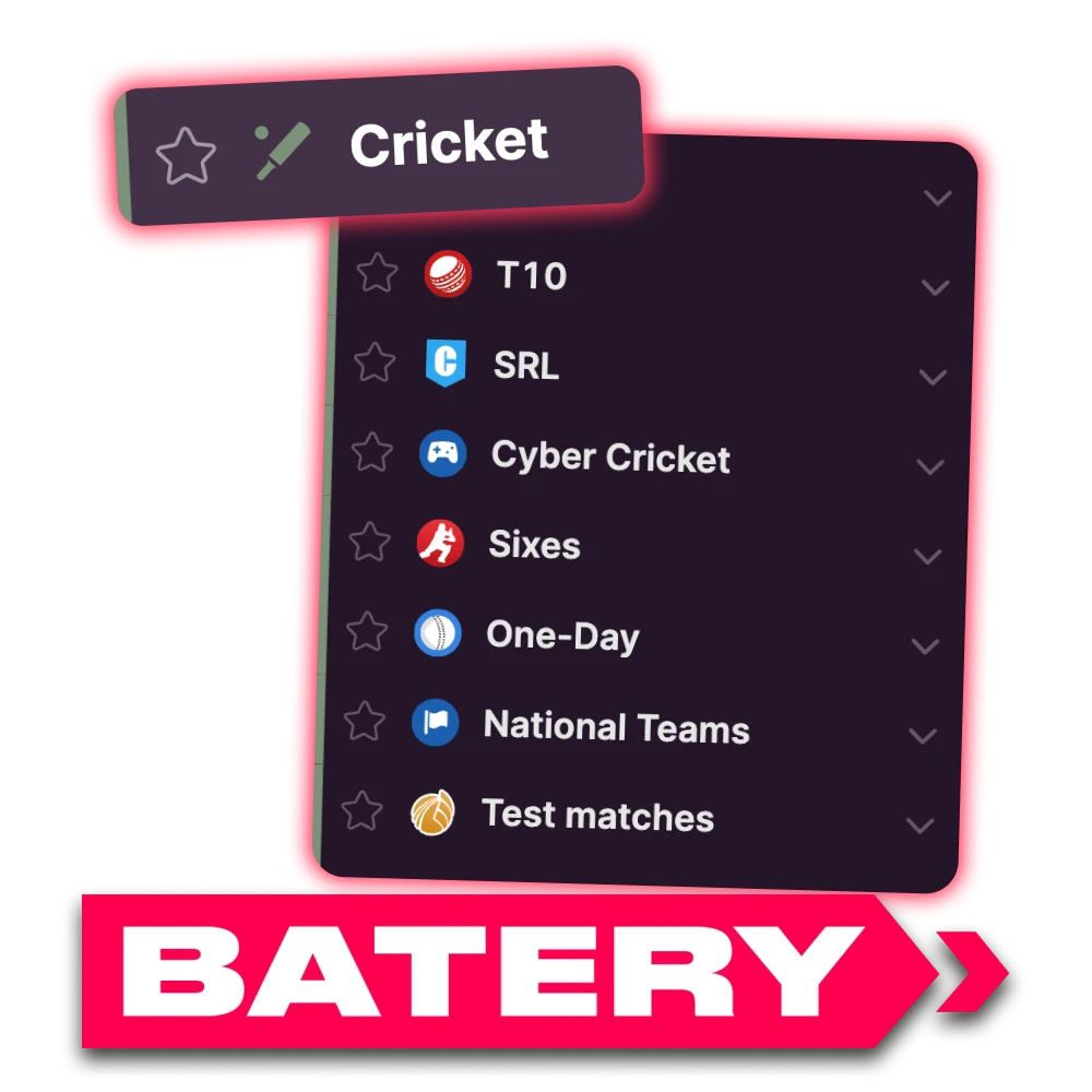 Start betting on your favourite cricket matches with Batery.