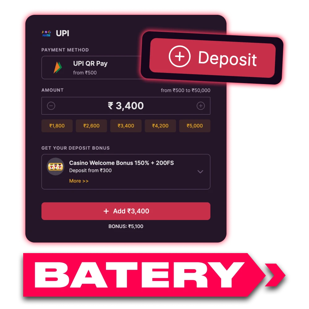 Add funds to your Batery account safely in India.