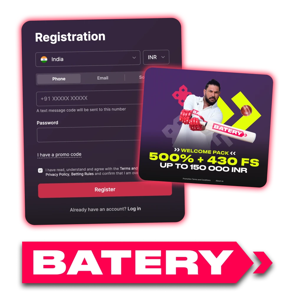 Create an account at Batery official platform to get benefits.