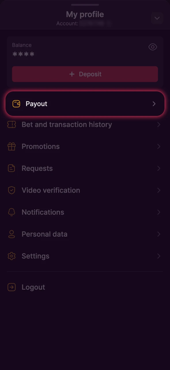Open the withdrawal section at Batery platform.