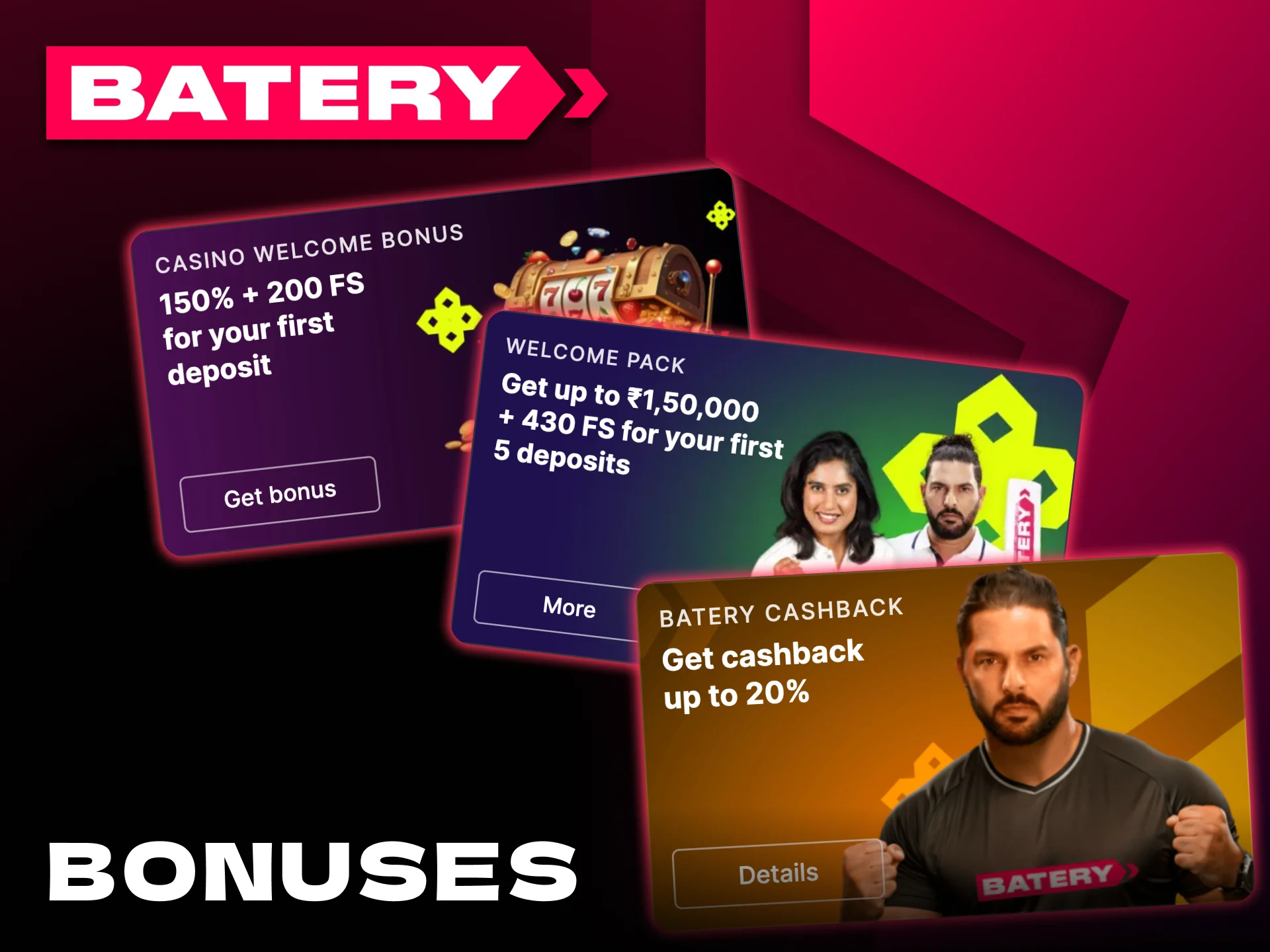 Batery official platform provides several bonuses for Aviator.