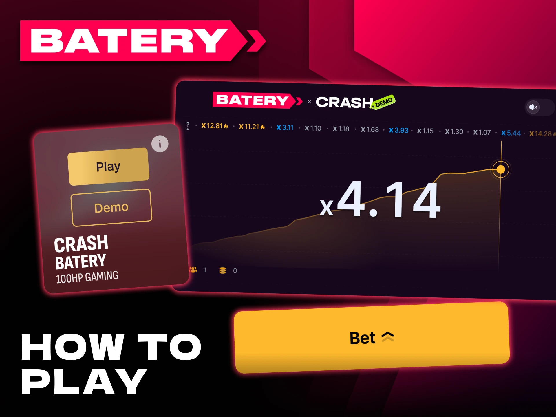Playing crash games at Batery Casino is a simple process.