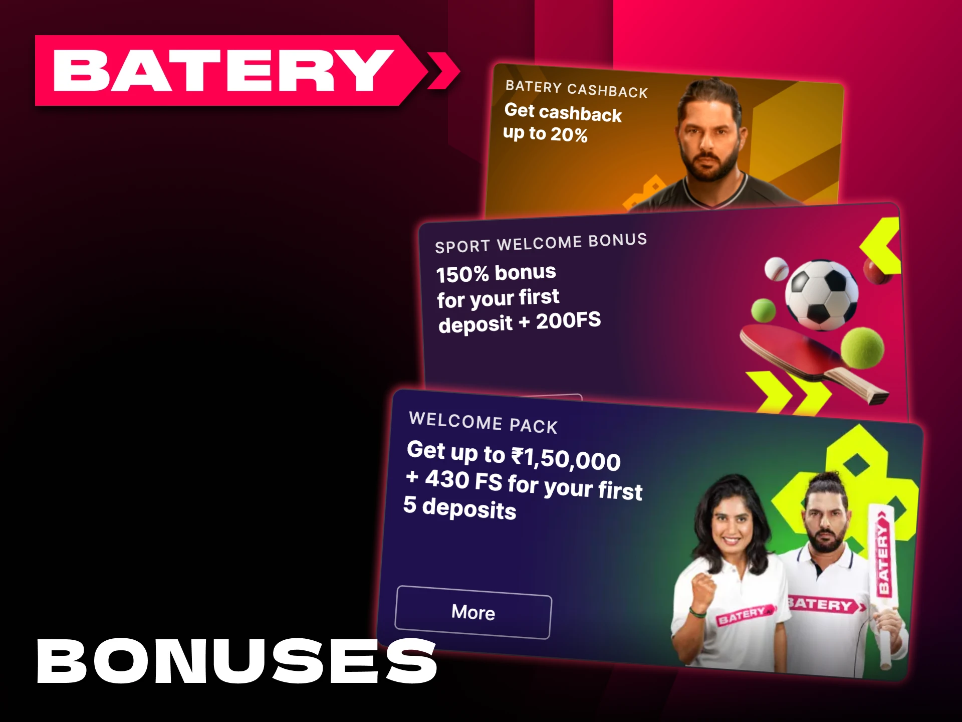 Expand your football betting budget with Batery bonuses.