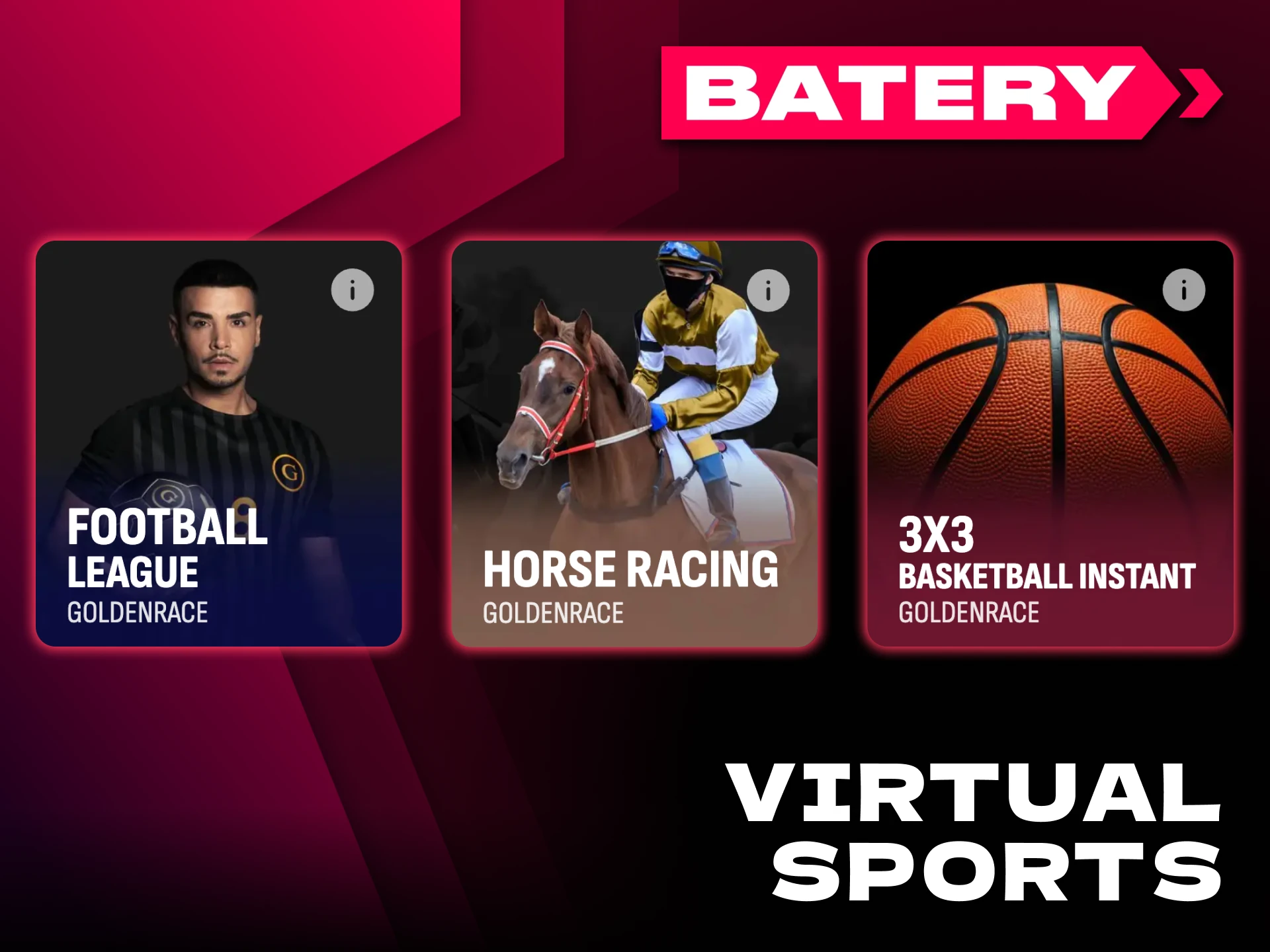 Open virtual sports betting section at Batery and bet.