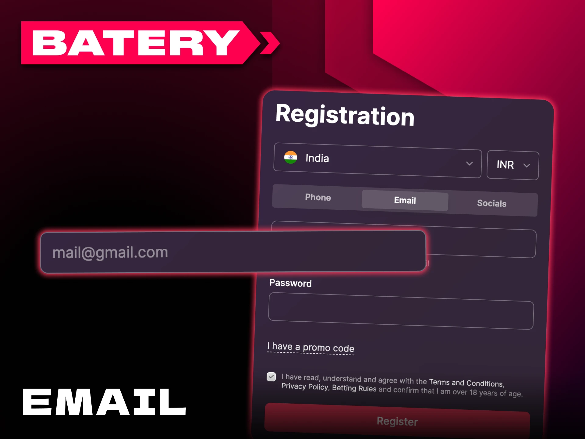 You can try registration via email on Batery website.