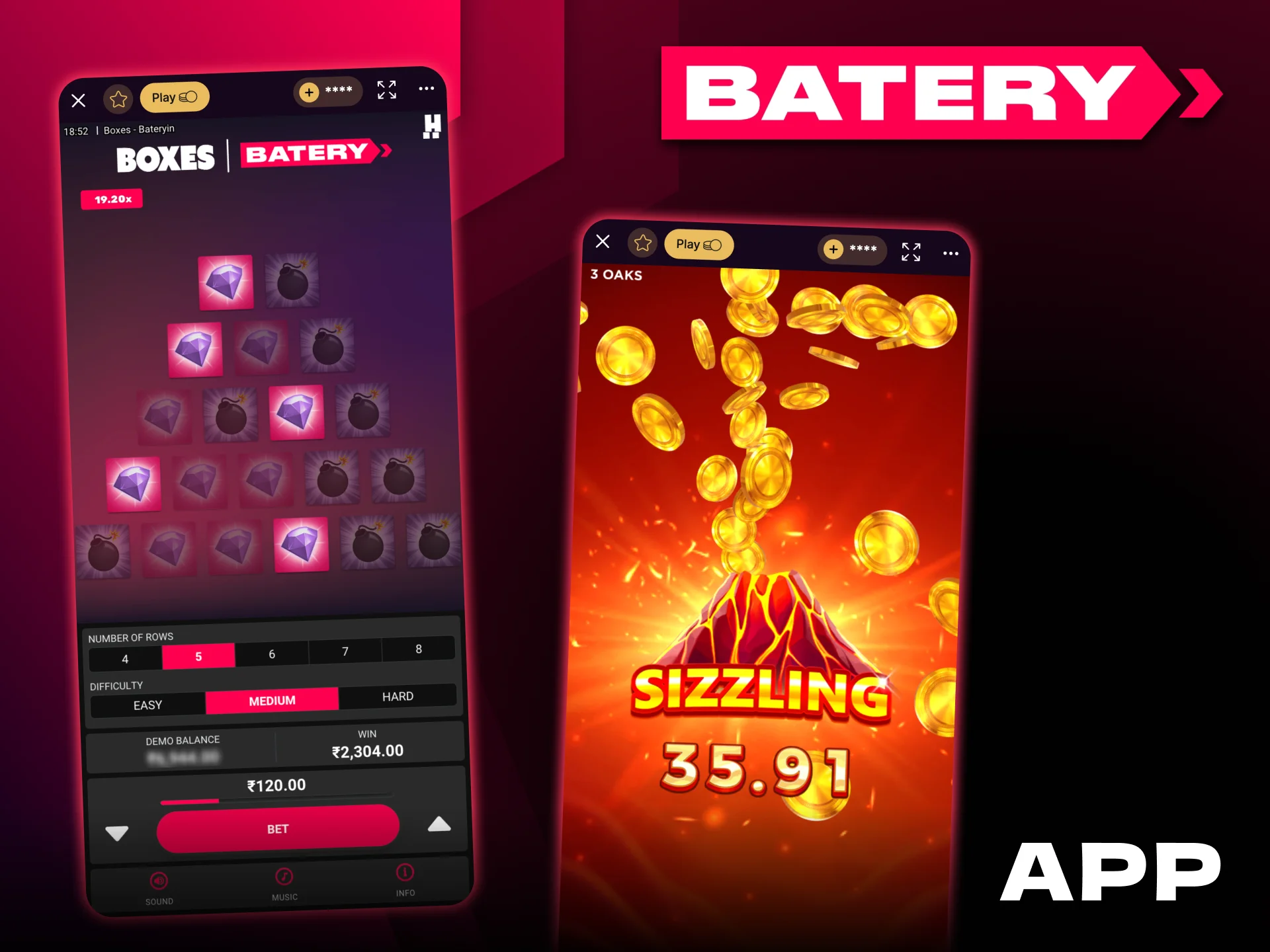 You can play Batery slots on the app anytime.
