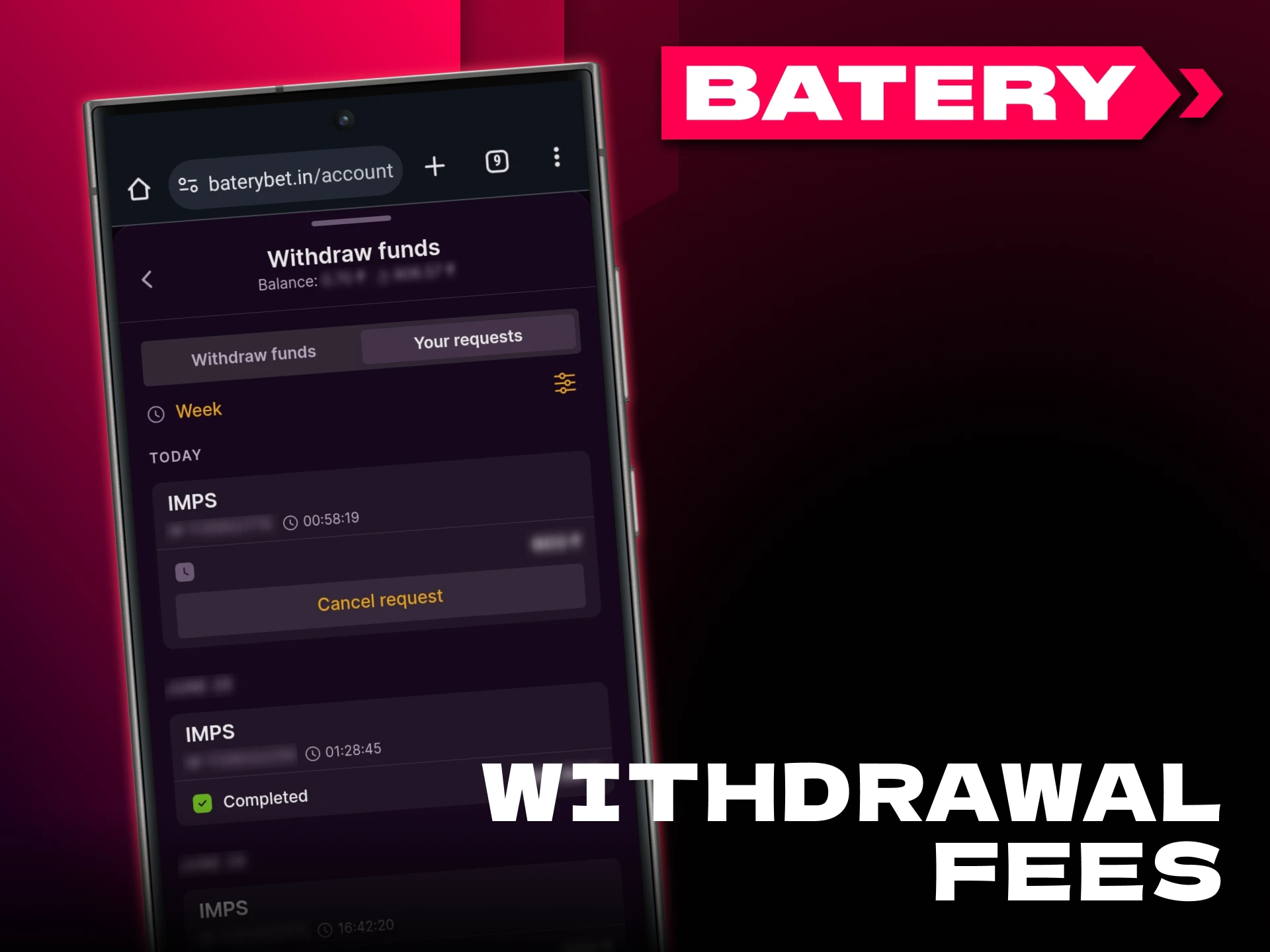 Batery platform does not charge any fees for withdrawals.