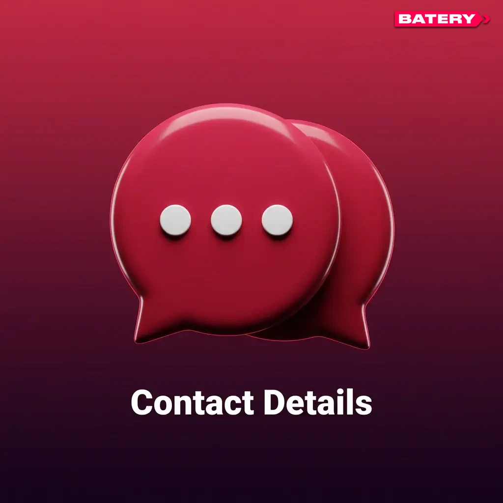 Batery customer support contact details showing live chat, email, and help centre options for Indian players