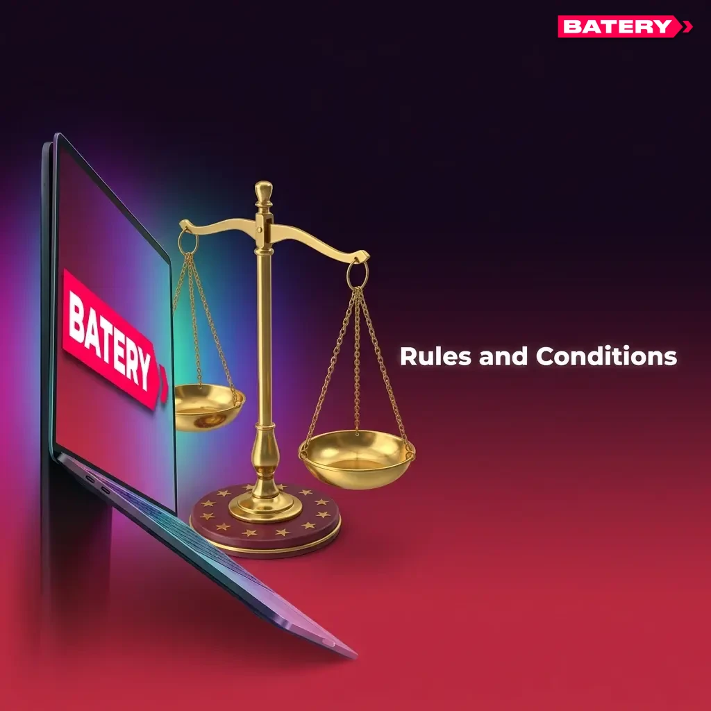 Batery platform rules and conditions for Indian users covering age, KYC, bonus terms and account policies