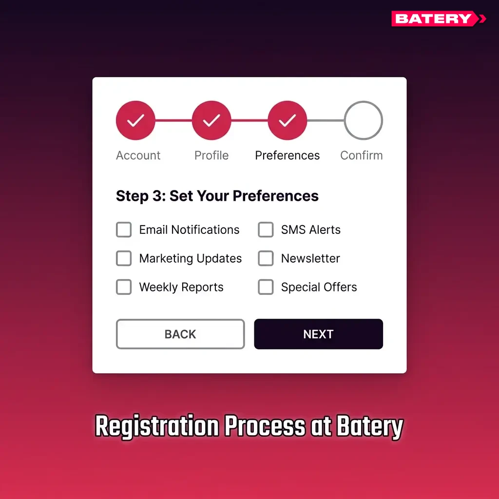 Batery registration process steps to sign up for sports betting and casino games with 500% welcome bonus up to ₹1,50,000