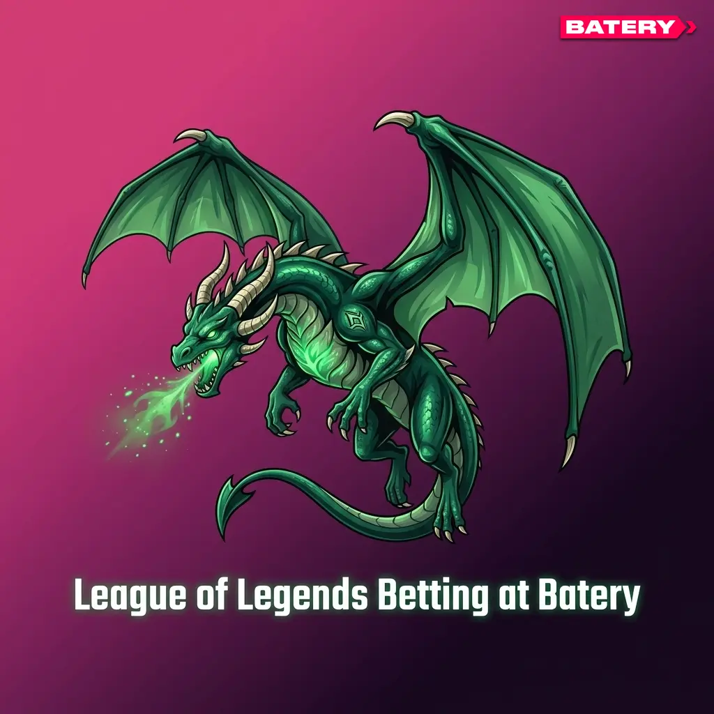 League of Legends esports betting at Batery with match winner, map and kill markets for Worlds, LCK, LPL and LEC
