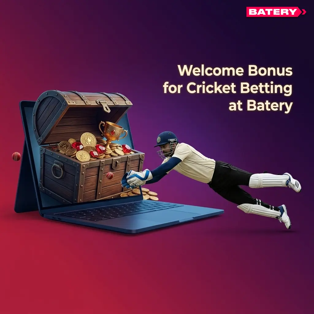 Batery welcome bonus 150% up to 30,000 INR for new cricket betting users on first deposit via UPI or Net Banking
