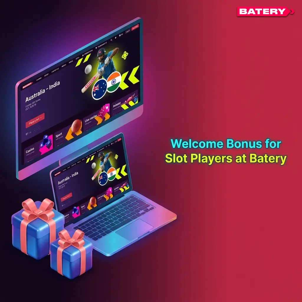 Batery welcome bonus for slot players offering 150% match up to 30,000 INR and 200 free spins