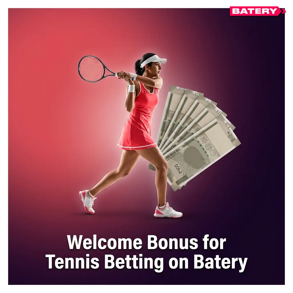Batery welcome bonus for tennis betting showing deposit offer details and wagering requirements for new users